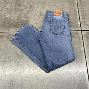 vintage levis 505 straight leg faded blue jeans size 34 x 32